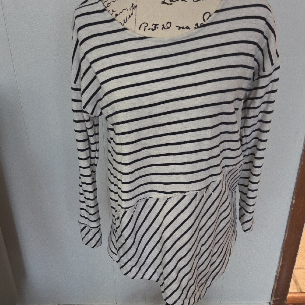 Soft Surroundings Striped Black and White Sweatshirt